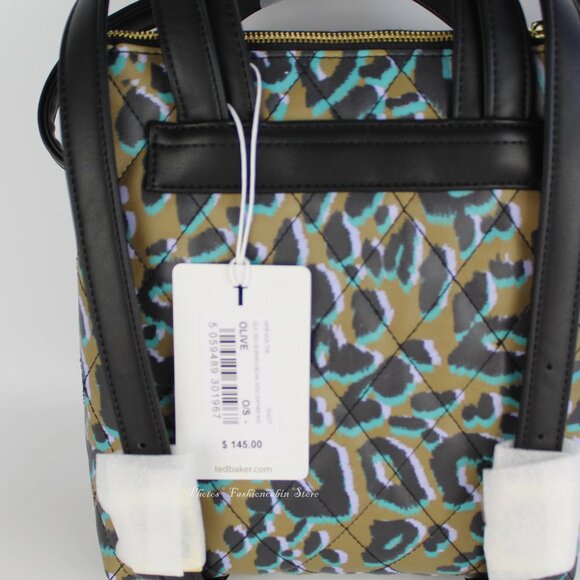 NWT Ted Baker Leopard Quilted Backpack– Stylish & Trendy Bag for Everyday Use - Picture 4 of 14